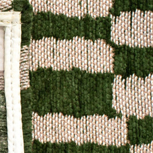 8' X 11' Green And Beige Geometric Berber Washable Area Rug With UV Protection