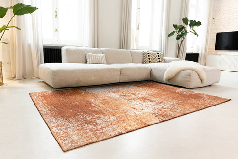 8' X 11' Orange And White Abstract Washable Area Rug With UV Protection