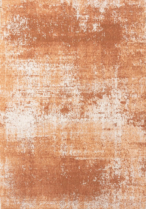 8' X 11' Orange And White Abstract Washable Area Rug With UV Protection