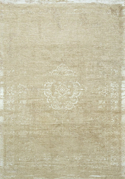 7' X 9' Brown And White Medallion Washable Area Rug With UV Protection