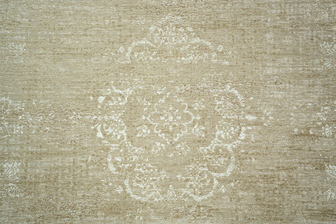 7' X 9' Brown And White Medallion Washable Area Rug With UV Protection