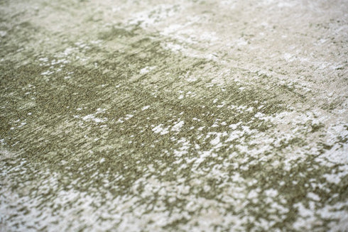 8' X 11' Green Beige And White Abstract Washable Area Rug With UV Protection