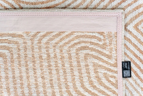6' X 8' Beige Orange And Brown Geometric Washable Area Rug With UV Protection