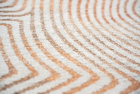 8' X 11' Beige Orange And Brown Geometric Washable Area Rug With UV Protection