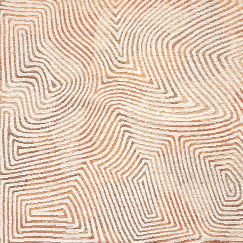 8' X 11' Beige Orange And Brown Geometric Washable Area Rug With UV Protection
