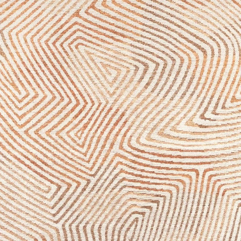 8' X 11' Beige Orange And Brown Geometric Washable Area Rug With UV Protection