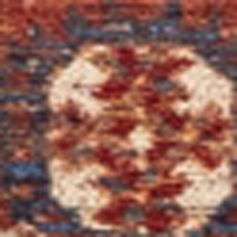 9' X 13' Red And White Tribal Washable Area Rug With UV Protection