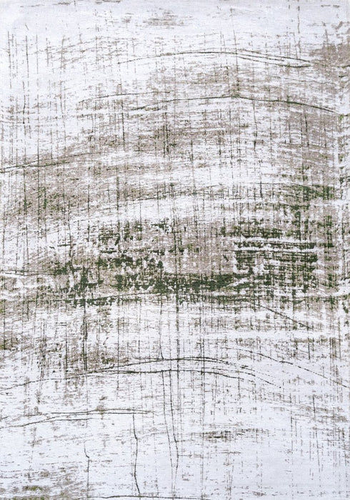 9' X 13' White Gray And Green Abstract Washable Area Rug With UV Protection
