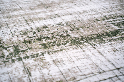 9' X 13' White Gray And Green Abstract Washable Area Rug With UV Protection