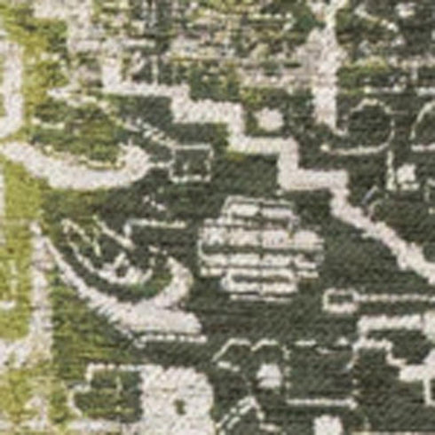 9' X 13' Green And Beige Tribal Washable Area Rug With UV Protection