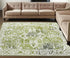 9' X 13' Green And Beige Tribal Washable Area Rug With UV Protection