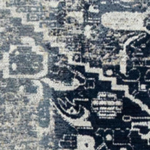 9' X 13' Blue And Beige Tribal Washable Area Rug With UV Protection