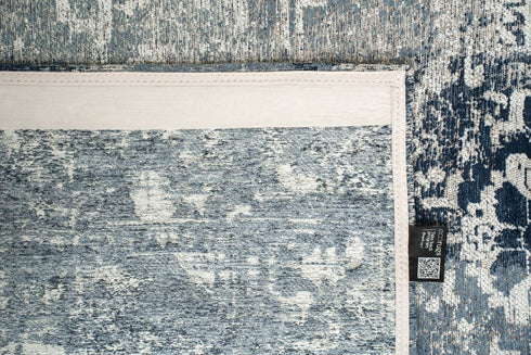 9' X 13' Blue And Beige Tribal Washable Area Rug With UV Protection