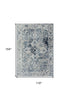 9' X 13' Blue And Beige Tribal Washable Area Rug With UV Protection