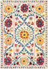 8' X 11' Beige Red And Orange Tribal Washable Area Rug With UV Protection