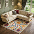8' X 11' Beige Red And Orange Tribal Washable Area Rug With UV Protection