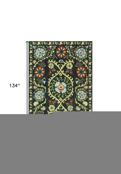 8' X 11' Beige Red And Orange Tribal Washable Area Rug With UV Protection