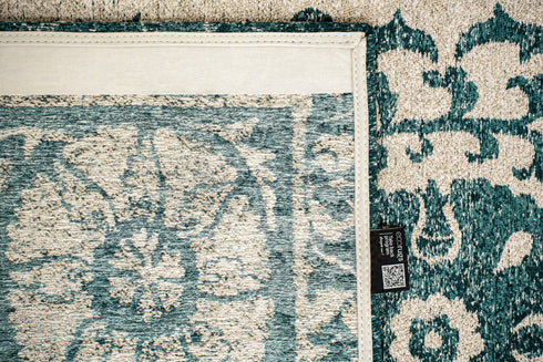 9' X 13' Beige And Blue Tribal Washable Area Rug With UV Protection