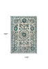 9' X 13' Beige And Blue Tribal Washable Area Rug With UV Protection