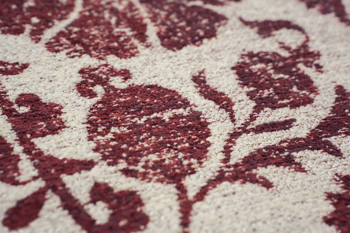 6' X 8' Beige And Maroon Tribal Washable Area Rug With UV Protection