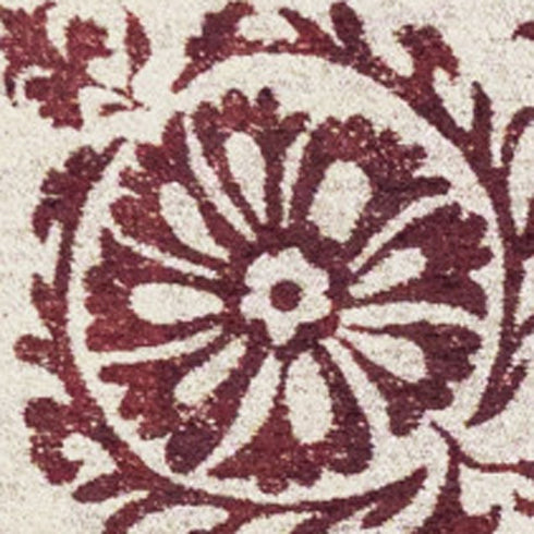 6' X 8' Beige And Maroon Tribal Washable Area Rug With UV Protection