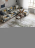 8' White Gray And Green Abstract Washable Round Rug With UV Protection