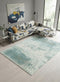 8' Green White And Gray Abstract Washable Round Rug With UV Protection