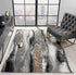 Grey, White, Gold Modern Abstract Area Rug