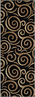 Black, Beige, and Gold Circle Swirls Abstract Area Rug