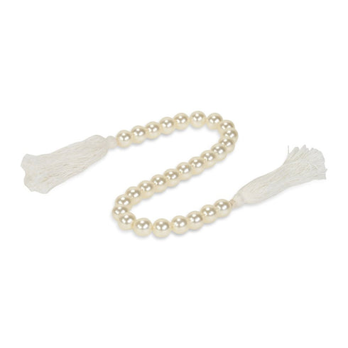 24" White Pearl Beads Decorative Tassel