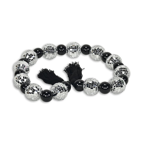 48" Black And Silver Bling Bling Beads Decorative Tassel