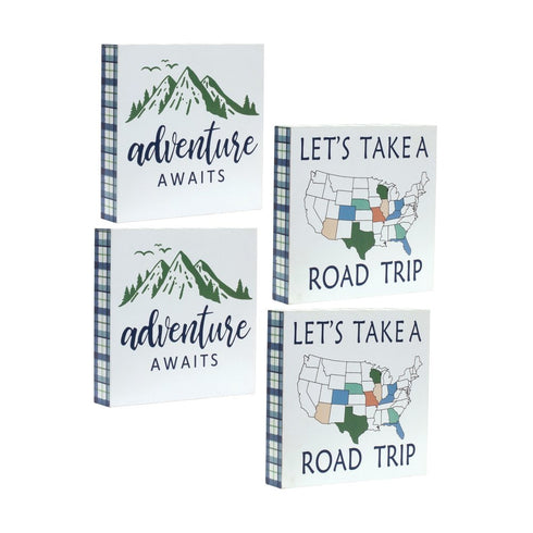 Set Of Four "Adventure Awaits" Unframed Wall Art