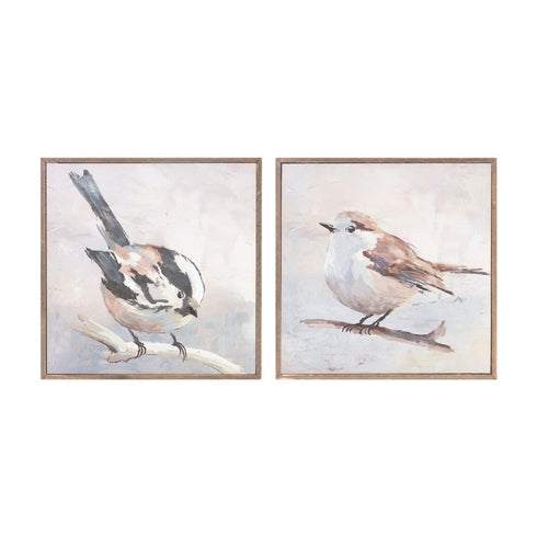 Set Of Two Bird Natural Framed Wall Art