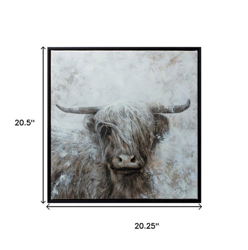Mountain Bull Dark Brown Framed Wall Art