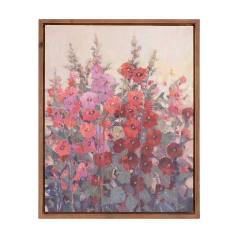 Hollyhock Floral Natural Framed Wall Art