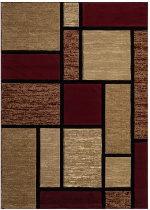 Black, Grey, and Multicolor 3D Carved Modern Area Rug