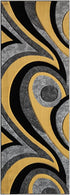 Black and Grey with Red or Yellow Abstract 3D Area Rug