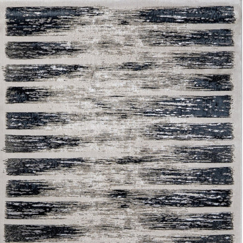 8' X 10' Gray And Black Abstract Distressed Area Rug