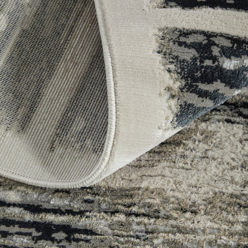 8' X 10' Gray And Black Abstract Distressed Area Rug