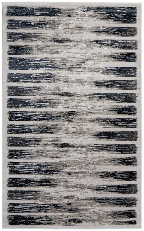 8' X 10' Gray And Black Abstract Distressed Area Rug