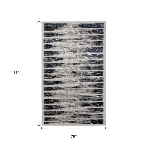 8' X 10' Gray And Black Abstract Distressed Area Rug