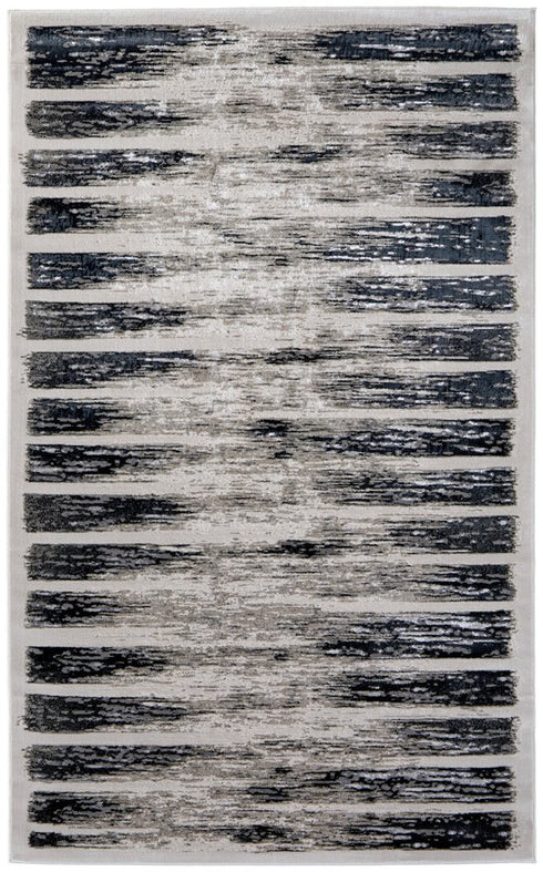 8' X 10' Gray And Black Abstract Distressed Area Rug
