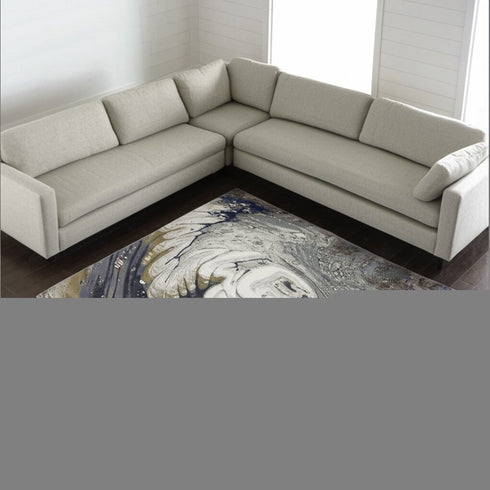 8' X 12' Gray And Ivory Abstract Area Rug