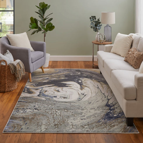 8' X 12' Gray And Ivory Abstract Area Rug