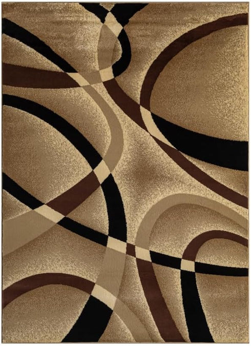 Grey, Black, White Modern Abstract Area Rug