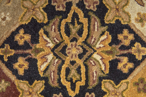 8' X 10' Gold Tan And Black Geometric Hand Tufted Area Rug