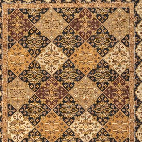 8' X 10' Gold Tan And Black Geometric Hand Tufted Area Rug
