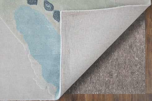 8' X 10' Green Blue And Ivory Abstract Hand Tufted Area Rug