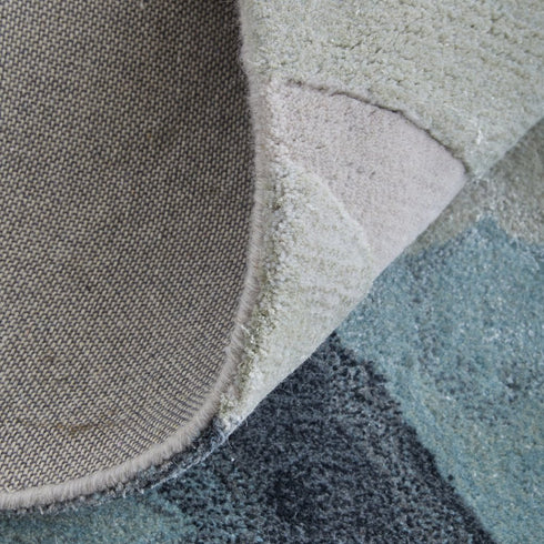8' X 10' Green Blue And Ivory Abstract Hand Tufted Area Rug