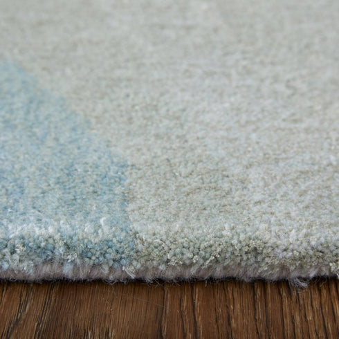 8' X 10' Green Blue And Ivory Abstract Hand Tufted Area Rug